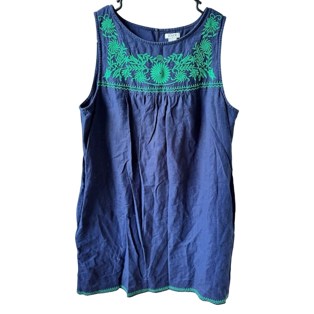 J.Crew Embroidered Navy Blue Sleeveless‎ Dress - Size S